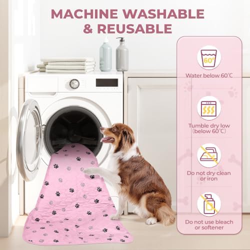Fostanfly Washable Pee Pads for Dogs, 2 Pack 63"x63" Training Pads, Pink