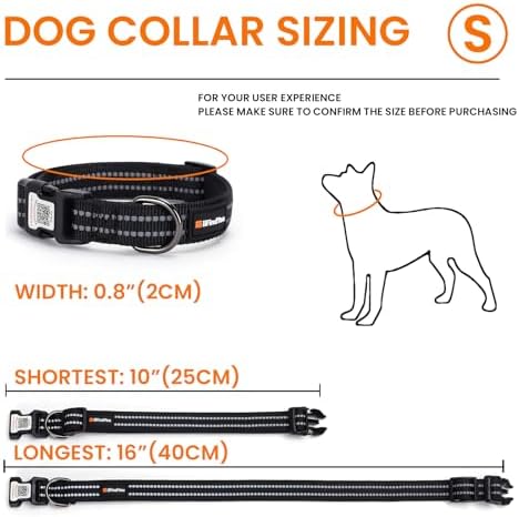 Personalized Dog Collar with QR Code Dog Tag, Black S