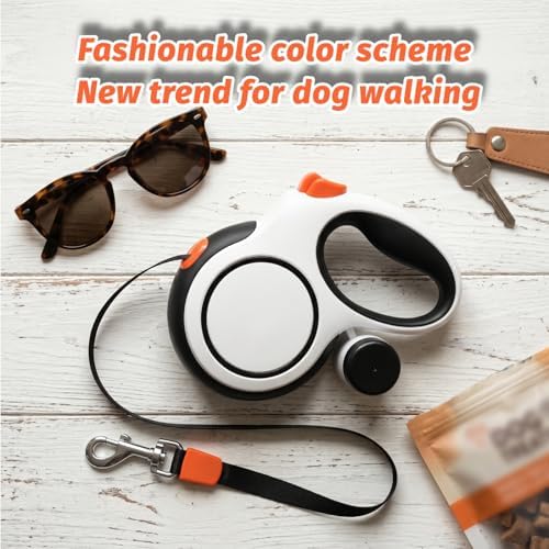 26ft Retractable Dog Leash for Large Dogs up to 110 lbs, White