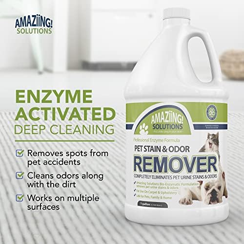 Pet Stain and Odor Remover - Enzyme Cleaner, Pet Urine Odor Eliminator Refill - Floor & Carpet Cleaner, Pet Deodorizers For Home, Fabric Freshener W/Fresh, Clean Scent, 1 Gallon
