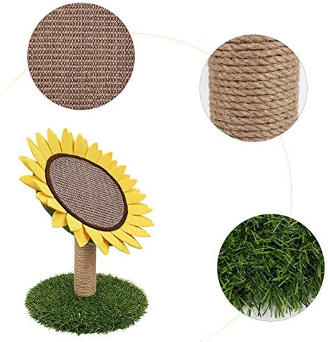 Cat Scratching Posts for Indoor Cats, Cute Flower Cat Tree, Sunflower Scratcher Pad, Kitten Claw Scratch Board with Natural Sisal, Kitty Scratching Tower Furniture Interactive Activity Center Toy