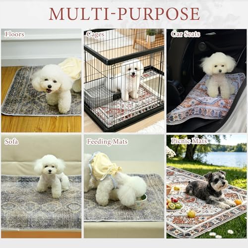 Homimp Washable Pee Pads for Dogs, 2 Pack Reusable Puppy Pads Waterproof,Absorbent and Leakproof Dog Pee Pads,Non Slip Puppy Training Pads, Pet Mat for Floor, Crate, Couch, Whelping, Brown 24"x36"