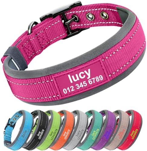 Personalized Dog Collar with Name and Phone Number | Durable Metal Buckle | Ultra Wide Soft Neoprene Padded | Reflective Dog Collar for Large Medium and Small Dogs