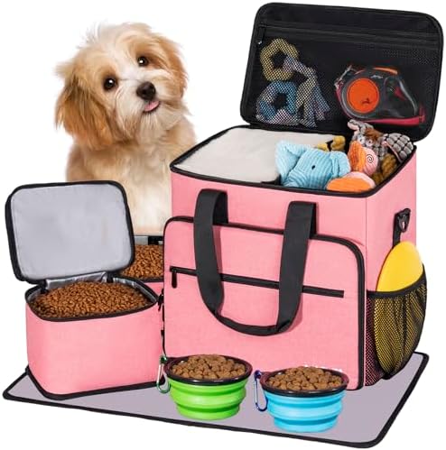Dog Travel Bag, Large Pet Travel Set with Multi-Function Pockets