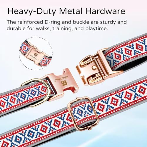 Reflective Plaid Dog Collar for Small Dogs, Totem-S