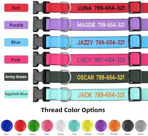 Kuley Personalized Dog Collar, Embroidered with Pet Name and Phone Number