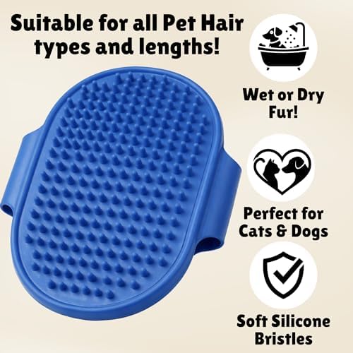Pet Grooming & Care Kit with Styptic Powder – Dog & Cat Bath Brush, Finger Toothbrush Set, 1oz Pet Nail Stop Bleeding Powder – Complete At-Home Grooming Bundle (15, Multicolor)