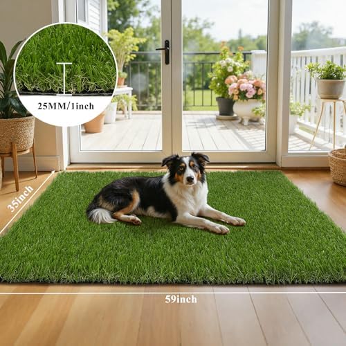 HEBE Artificial Grass Turf Rug 3'x5', Fake Grass Pee Pad for Potty Training