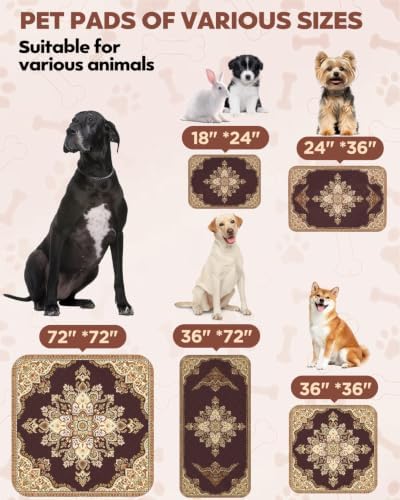 Washable Pee Pads for Dogs 18" x 24" - 2 Pack, Brown, Stylish Reusable Puppy Training Pads - 100% Waterproof & Leak-Proof & Non-Slip, Potty Pads for Whelping, Crate, Floor