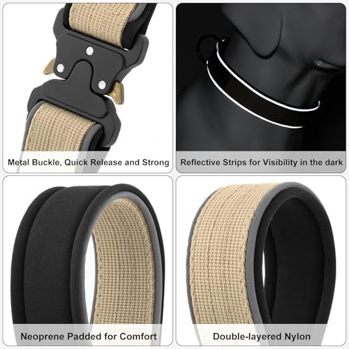 Plutus Pet Tactical Dog Collar, Reflective, for Small Medium Large Dogs
