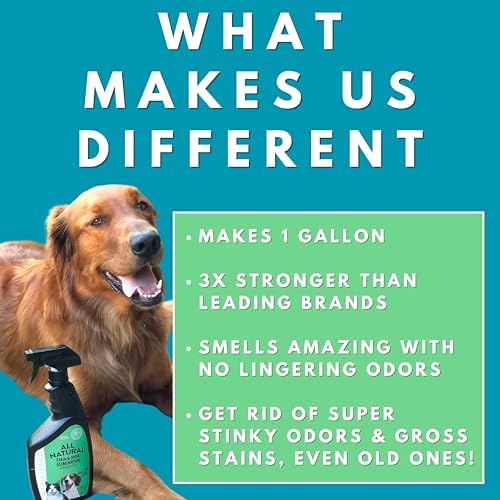 All Natural Stain & Urine Odor Eliminator Pet Enzyme Cleaner. Makes 1 Gallon. Dog & Cat Pee Smell Remover. Best Spray for Carpet, Hardfloor, Mattress, Turf, Kennel, Dog Bed, Concrete, Etc