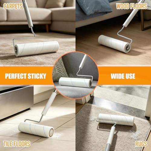 WulaWindy Long Handle Lint Roller for Pet Hair, 450 Sheets, 5 Rolls