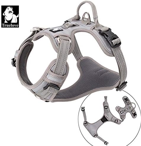WINHYEPET True Love No Pull Dog Harness Extra Reflective Pet Harness for Small Medium Large Dogs Adjustbale for Running Walking Padded Soft Mesh Vest Easy Control TLH56512(Gray,M)