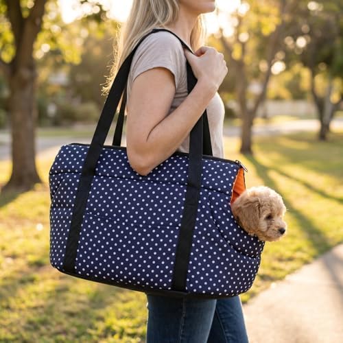 Mikikit Pet Shoulder Bag Portable Pet Bag Backpack Dog Travel for Carrying Pets Breathable Scratch-Resistant Storage Pouch Foldable Shoulder Strap Zipper Access 13.77X8.66X7.87In