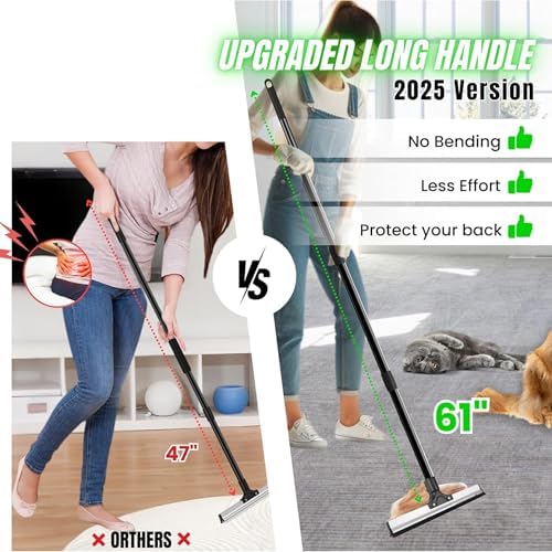 Carpet Rake for Pet Hair Removal & Fluffing Matted Carpet