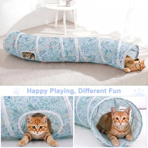 Glittme S-Shape Cat Tunnel, Foldable Cat Tunnels for Indoor Cats