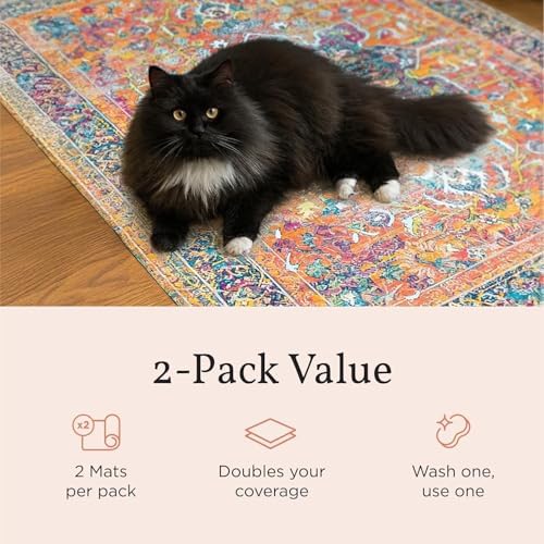 Lovewag Cat Litter Mat, Litter Box Mat, Taupe Checkers, 36x48, 2 Pack