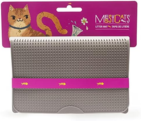 Messy Cats Silicone Litter Mat, Soft Spikes, 18 x 14 Inch, Grey
