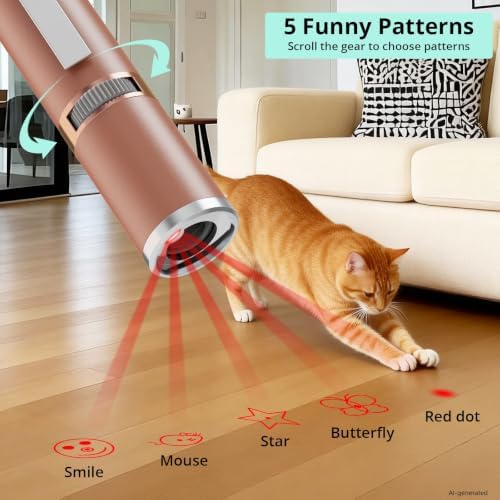 TBTeek Cat Toy, with Metal Case, 2 Pieces, 7 Adjustable Pattern(Rose Gold)