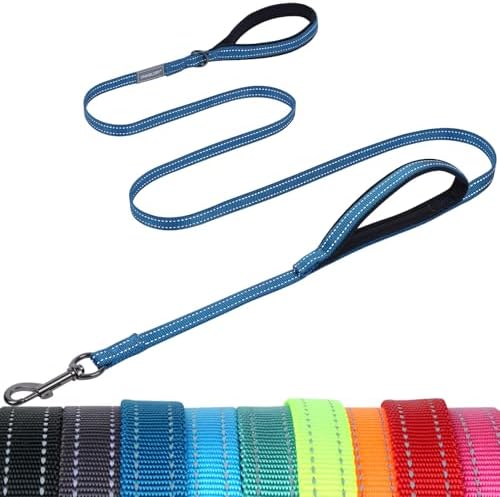 VIVAGLORY Double Handle Dog Leash Twingrip, 6ft x 1/2in, Navy