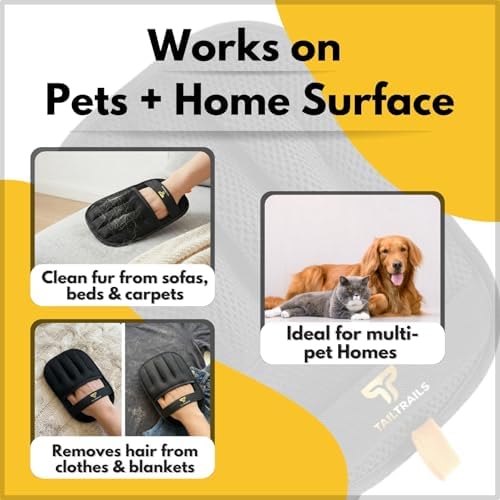 Pet Hair Removal Glove – Reusable Pet Hair Remover for Couch, Clothes, Car & Laundry | Works on Dogs & Cats | Multi-Surface Pet Hair Removal Tool