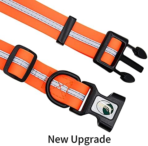 Nimble Reflective Waterproof Dog Collar Adjustable Odor Resistant Easy Clean Pet Collar for Small Medium Large Dogs Night Walking Outdoor Rainy Use (Medium (11.81”-18.5”inches), Orange)