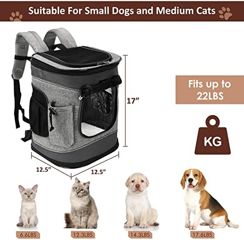 Tirrinia Two-Sided Entry Pet Backpack Travel Carrier for Cats & Small Dogs, Airline-Approved, Padded Back Support, Ideal for Hiking, Walking, Cycling & Outdoor Adventures