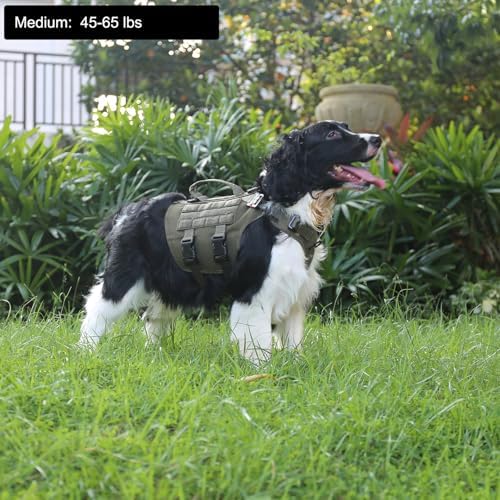 ICEFANG No Pull Tactical Dog Harness for Medium Dogs,Adjustable Dog Vest