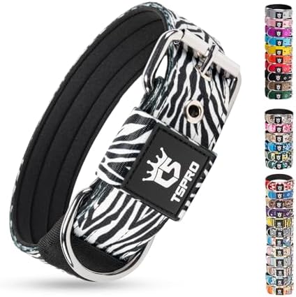 TSPRO Heavy Duty Thick Dog Collar with Metal Buckle for Medium Dogs