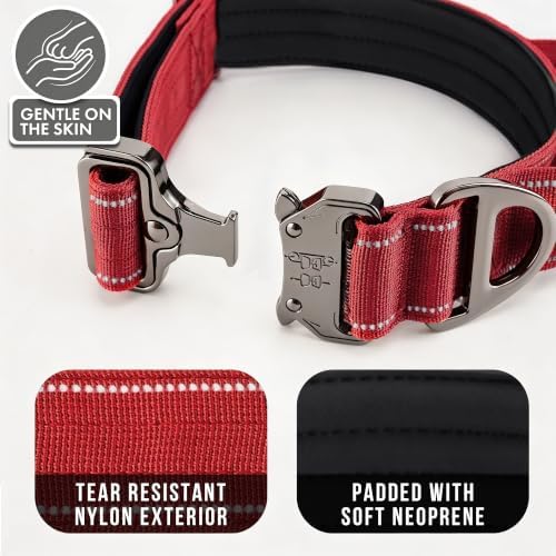 Adjustable Reflective Tactical Dog Collar for Large Dogs