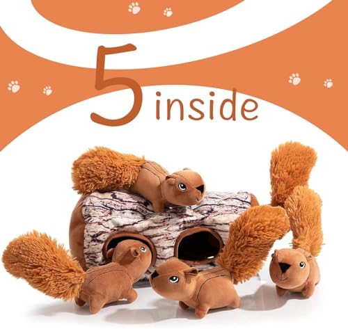 Hollypet Squeaky Hide and Seek Dog Toys for Small and Medium, Squirrel