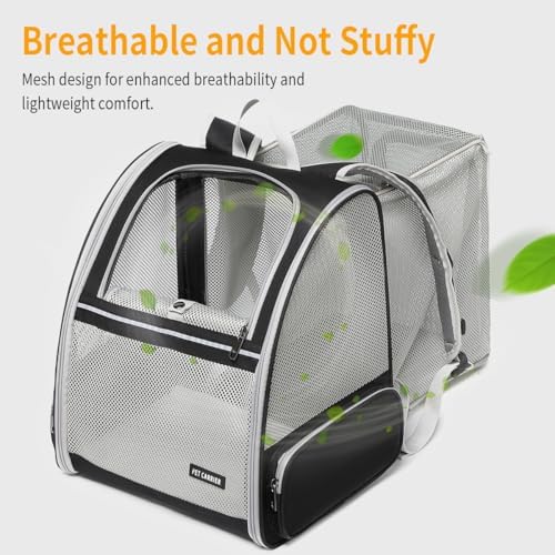 Cat Backpack，Expandable Cat Carrier Backpack, Dog Backpack Carrier and Pet Carrier Backpack, Suitable for Cats, Kittens or Small Dogs, Travel Friendly Puppy Cats Bag (Black)