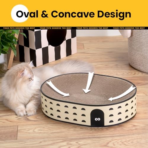 Conlun Oval Cat Scratcher Bed | Scratching Bowl Lounge for Kittens | Medium