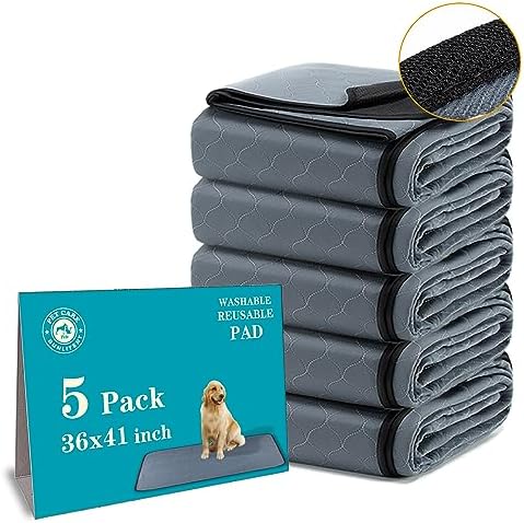 Bunlitent Washable Pee Pads for Dogs 5 Pack, 36x41, Reusable Puppy Pads, Dog Training Pads with Quick Dry, Anti-Slip Dog Cat Pee Pads, Whelping Pads, Potty Pad