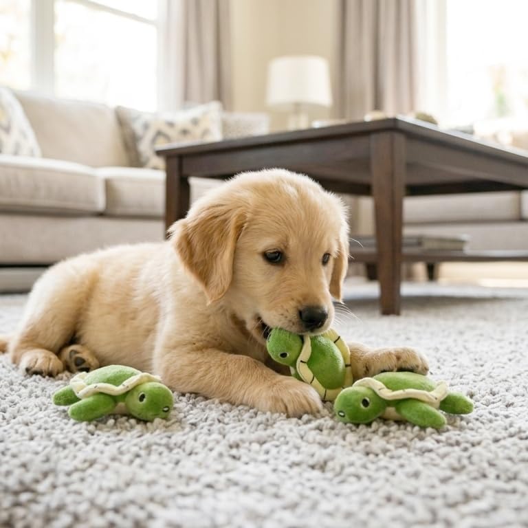 Hollypet Squeaky Hide and Seek Dog Toys for Small and Medium, 4 Turtles