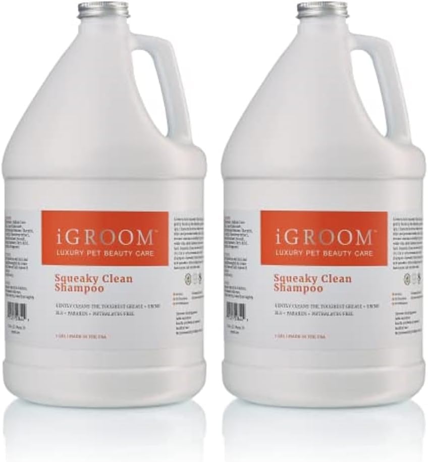iGroom Squeaky Clean Dog Shampoo, Luxury Pet Beauty Care, Intense Cleaning Power, Chamomile Extracts Sooth Skin, Made in USA (1 GAL) (Pack of 2)