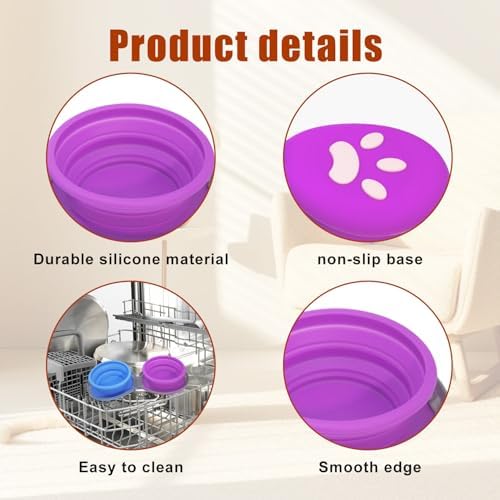 2-in-1 Collapsible Dog Travel Bowl Portable Silicone Carabiner