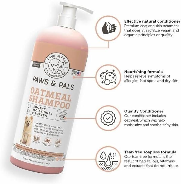 Natural Oatmeal Dog-Shampoo and Conditioner - 20oz Medicated Clinical Vet Formula Wash for All Pets Puppy & Cats - Made with Aloe Vera for Relieving Dry Itchy Skin Packaging may Vary