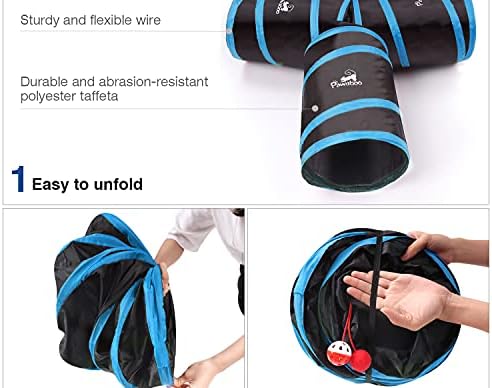 Pawaboo Cat Tunnel, Cat Tunnels for Indoor Cats, 3-Way Foldable Cats Tube