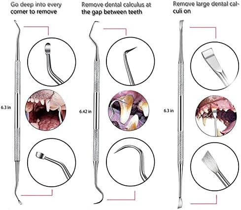 Teeth Cleaning Kit Dog Plaque Tartar Remover Tools Pet Dental Tooth Scaler and Scraper Silicone Finger Toothbrush for Puppy Cats Tooth Pick Stone Remover Dogs Oral Care Hygiene Cleaning Tools (12Pcs)