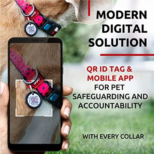 WAUDOG Adjustable Nylon Dog Collar for Large Small Medium Set with QR Tag