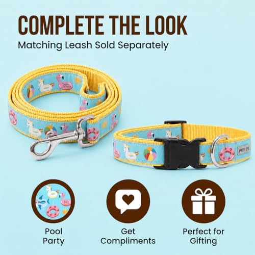 THE WORTHY DOG Summer Print, Adjustable Dog Collar, Large Dogs, Pool Party