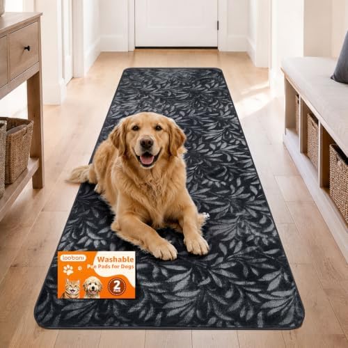 LOOBANI 2 Packs Washable Pee Pads for Hallway Runner, 36"x72", Dark Gray