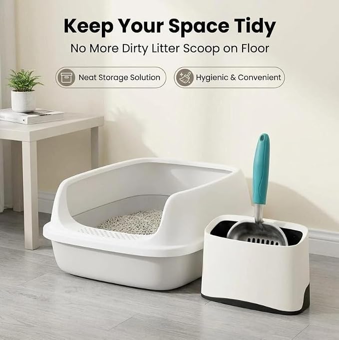 Heavy Duty Cat Litter Scoop with Holder - All Metal Cat Litter Scooper with Holder - Speed Sifter Litter Box Scooper Captures All Clumps - Aluminum Cats Litter Scooper