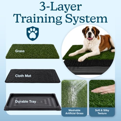PETMAKER Reusable 3-Layer Extra-Large Dog Grass Pad with Tray, 52.5” x 35”