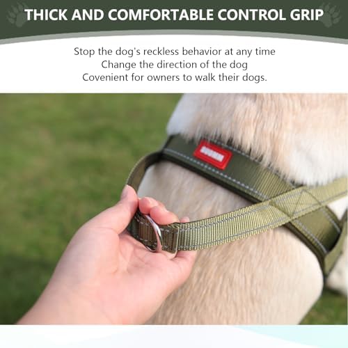 Dog Harness, Upgraded Escape Proof Adjustable Vest Puppy Outdoor Walking, Soft Breathable Jacket with Reflective Strips for Dark Night (Army Green, S)