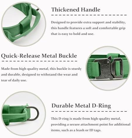Tactical Dog Collar, Adjustable Military Training Collars, Emerald Green L