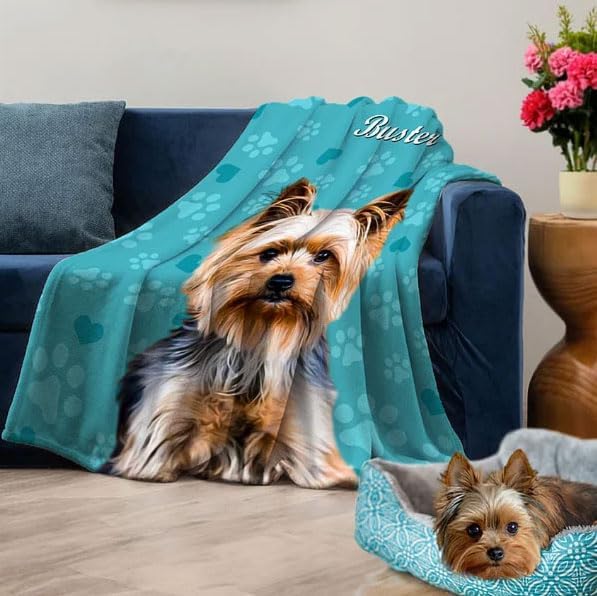 Pamaheart Custom Dog Face Blankets, Personalized Pet Photo Blanket, Fleece Dog Blankets, Customized Photo Throws, Dogs Dad Gifts, Pet Lover Gifts, Memorial Gift /36