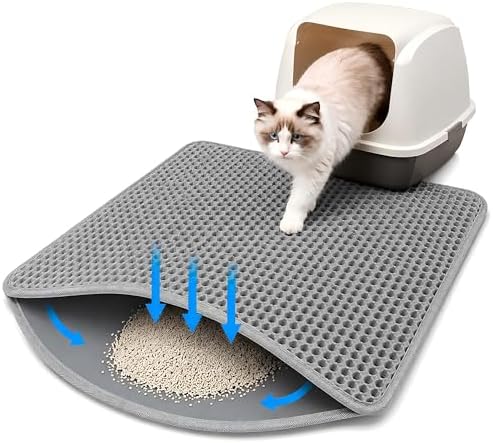 Cat Litter Mat, Honeycomb Litter Trapping Mat, 47"x27.5" Grey