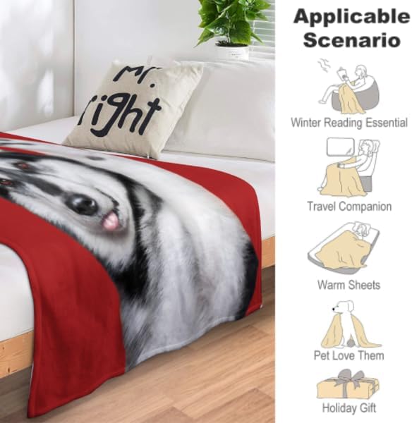 Personalized Dog Portrait Blanket, Custom Pet Blanket with Photo and Name, Customized Dog Cat Picture Blankets for Pet Lover, Birthday, Christmas, Pet Memorial Gift for Cat Dog Lovers 60"x80"